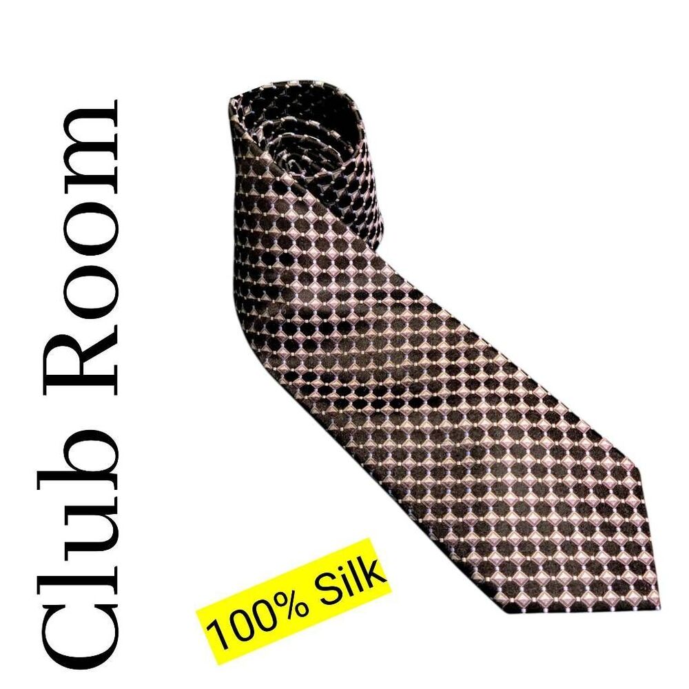 Tie Club Room Brand Black & Shiny Shades of Gray & Blue Diamonds Business Dress